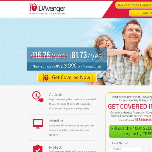 create a selling landing page with enough information, easy to read and navigate for the identity th