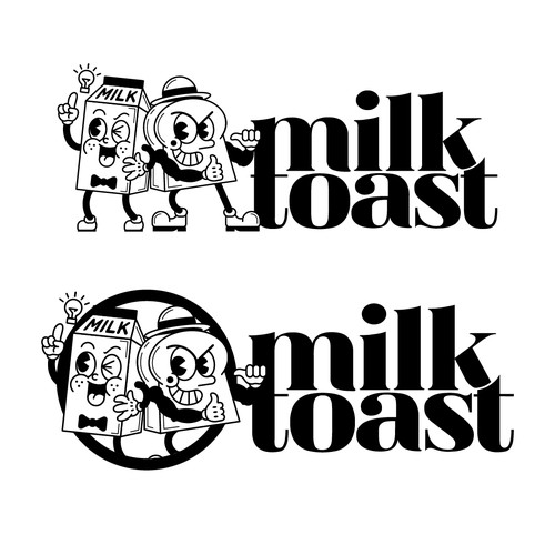 Milk & Toast; Vintage Cartoon Inspired Mascot Logo