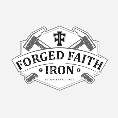 Vintage and masculine logo for FORGED FAITH IRON