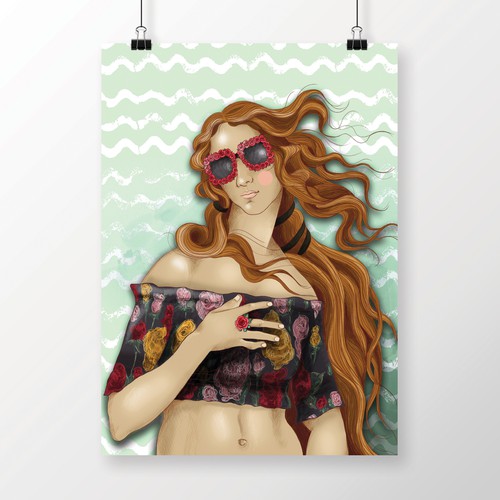 Birth of Venus wearing Dolce & Gabbana Top and Accessories