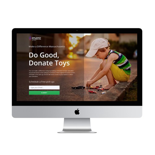 Landing page for a non-profit organization