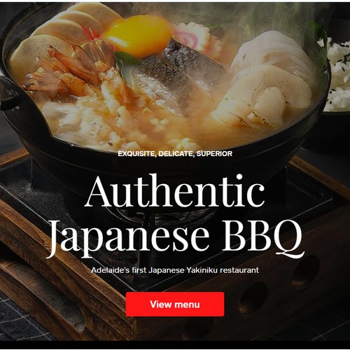 Authentic Japanese BBQ ordering website.