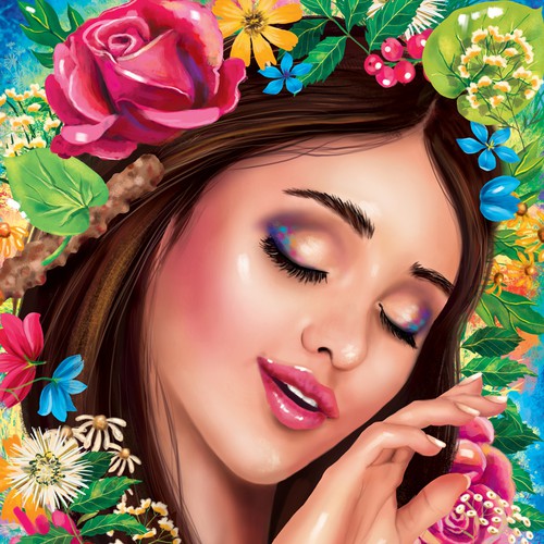 Beautiful woman illustration for skin nutrition product