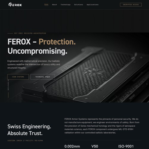 Modern High-Tech Website for a Swiss protection brand