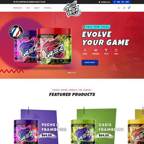 Website design / Energy Powder For Gamers (E-sport market)