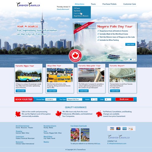 Webdesign for Toronto Tours