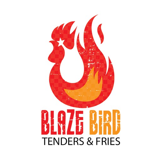 A logo design for a chicken business named BLAZE BIRD.