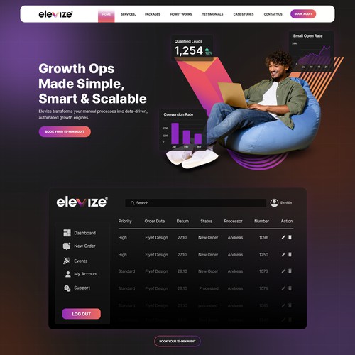 Elevize website design