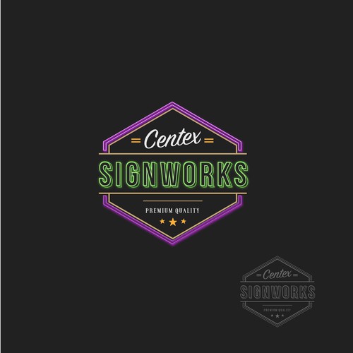 Neon style sign company logo