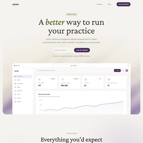 Web design - Three (3) pages - Home + Blog Index + Blog Post Page