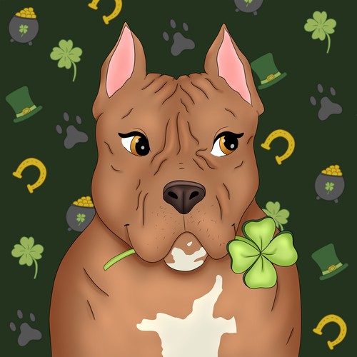 Pitbull illustration for St.Patty's day