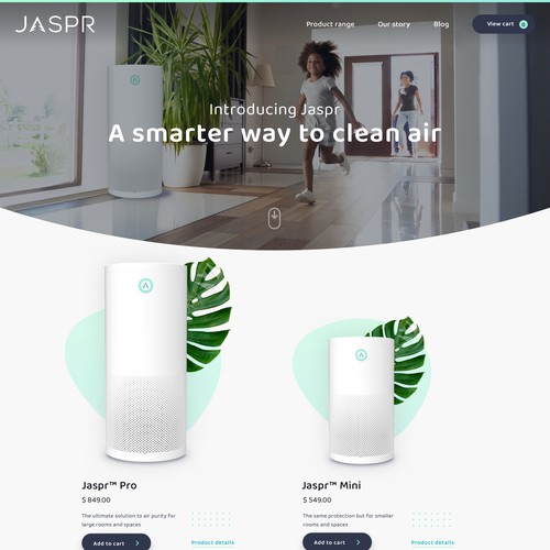 Homepage design for air purifier
