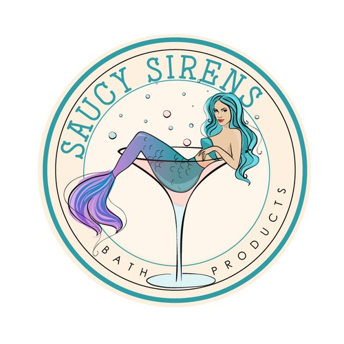 Mermaid logo for cocktail inspired bath products