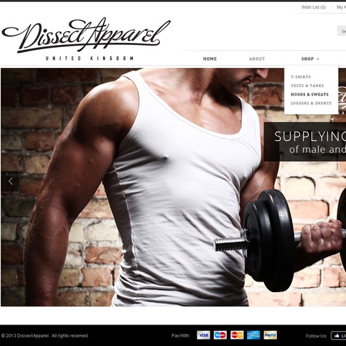 website design for Dissect Apparel