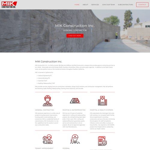 MIK Construction Company Website