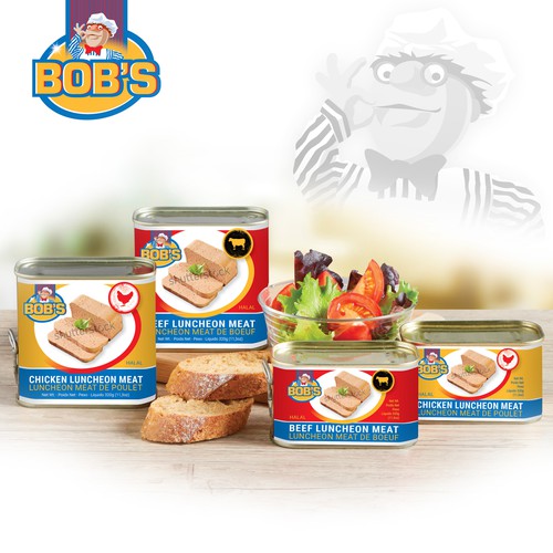 New colourful design for our Bob' s luncheon meat Chicken and Beef