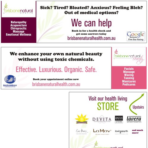Create eye catching signage for a natural health and beauty clinic