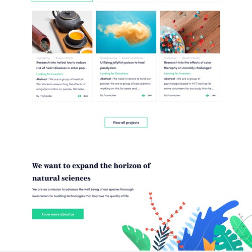 Landing page for wefundscience