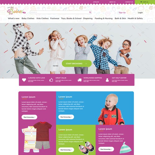 Web design for kids e-commerce 