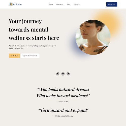 Calm Homepage Design for a Wellness Therapy Center