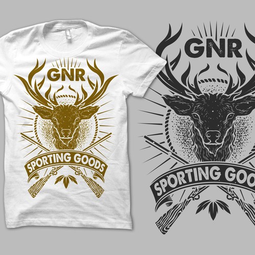 Create a badass hunting illustration for GNR Sporting Goods