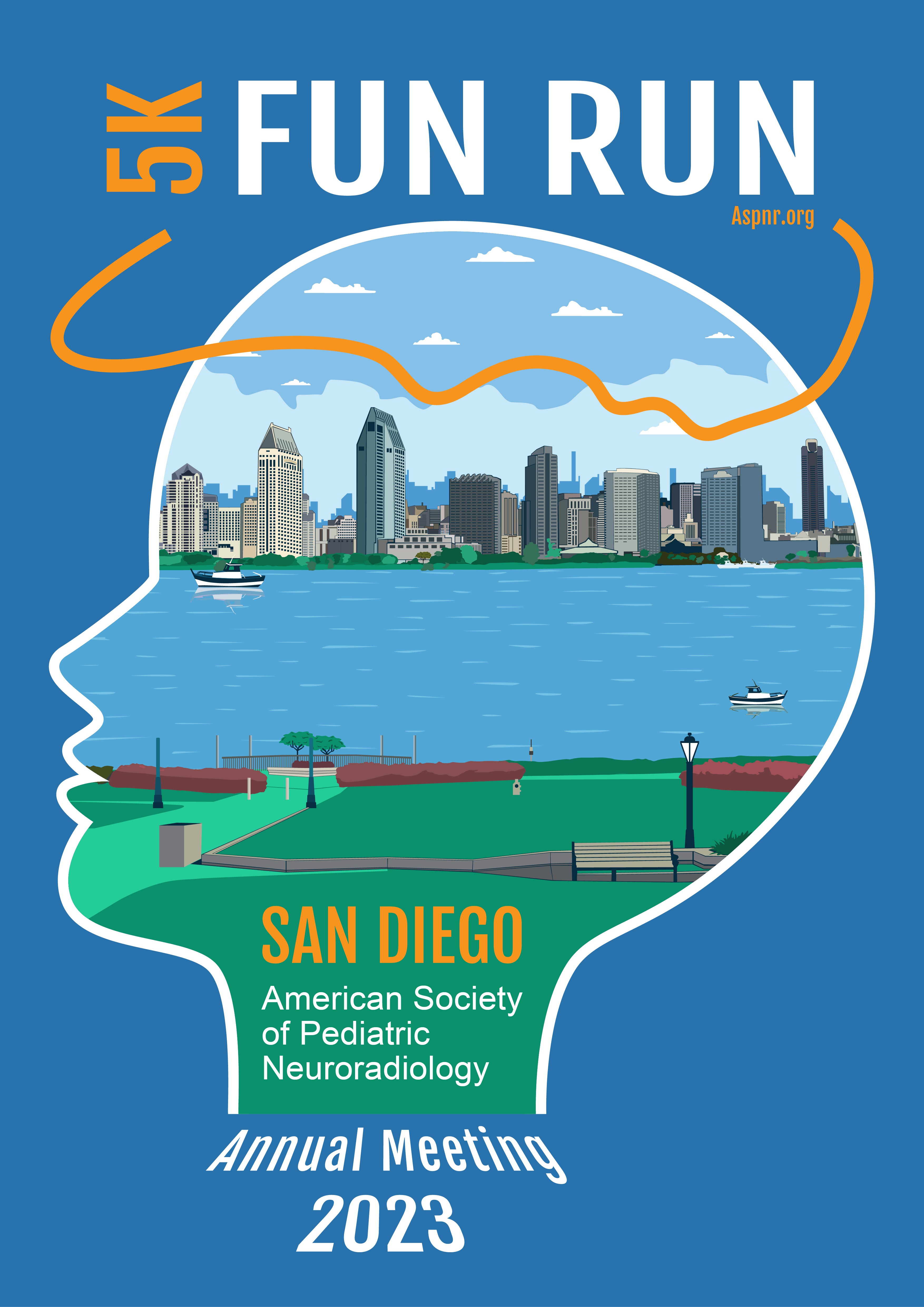 T-shirt design for a 5K Fun Run in San Diego.