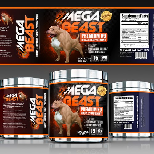 Mega Beast Dog Muscle Supplement Needs Product Label