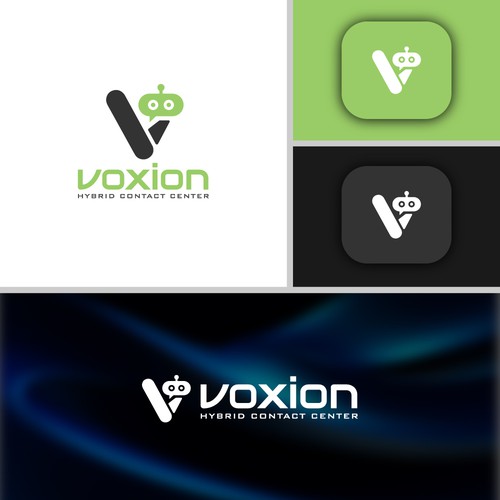 Modern Voxion Logo Design with AI Bot Concept