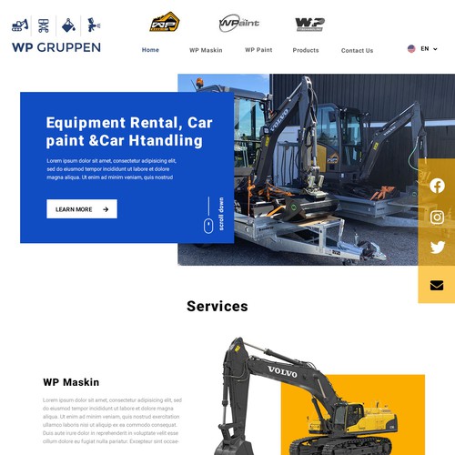 Home page for a group industrial company