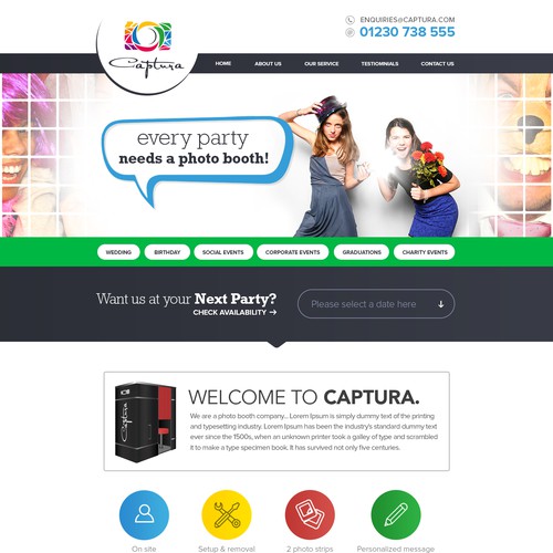 Create capturing website for photo booth business