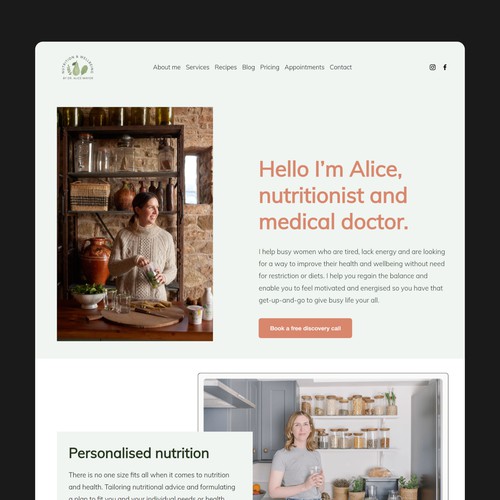 Alice Mayor Nutrition - Squarespace Website Design