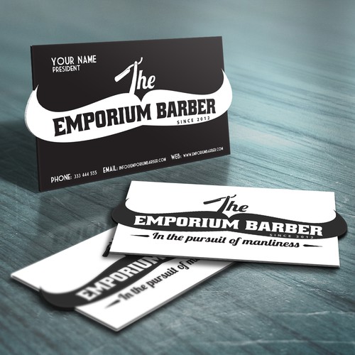 Unique business card for The Emporium Barber