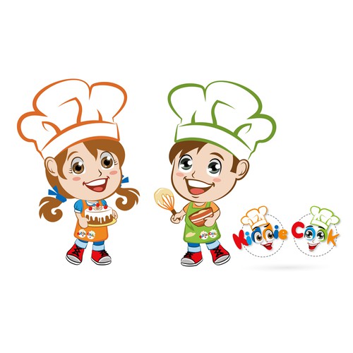 Two cute boy and girl mascot for a cooking class