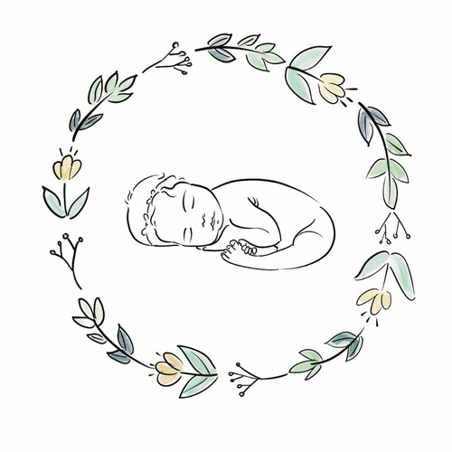 Minimalistic new born baby illustration 