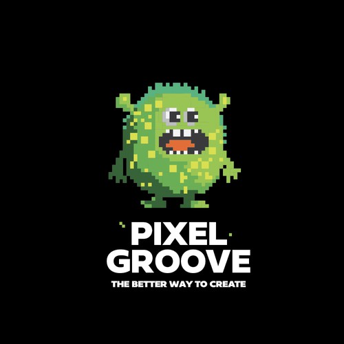 Pixel Groove 8 bit illustrated logo