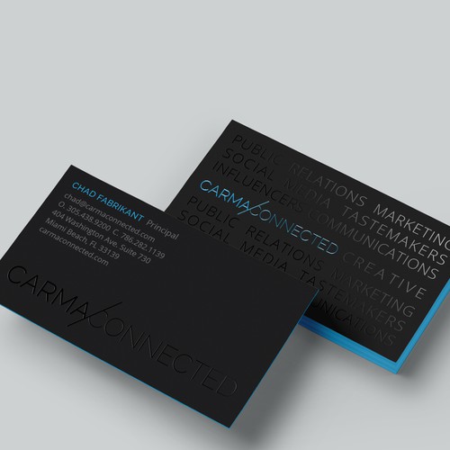 Silk business cards for Carma Connected