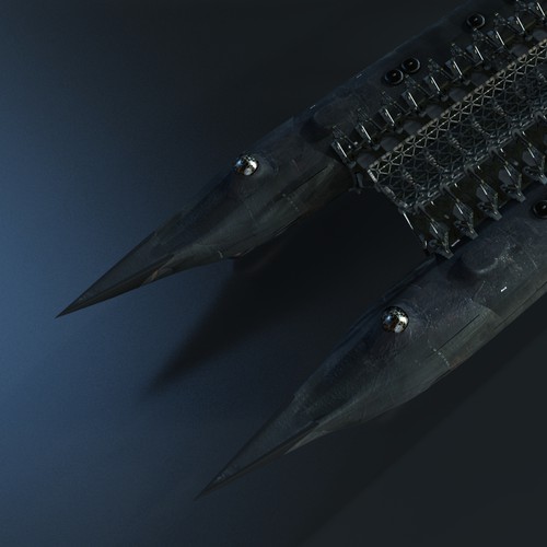 3D model of a futuristic battleship for a novel