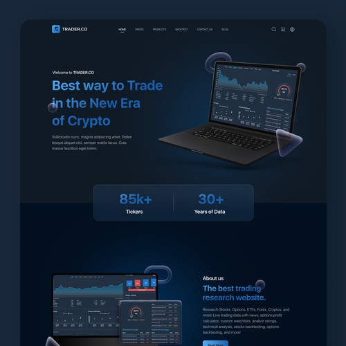 Online Trading platform website landing page design.