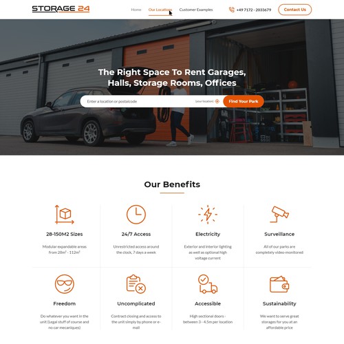 Website design for a storage rental company