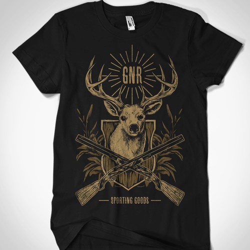 Create a badass hunting illustration for GNR Sporting Goods