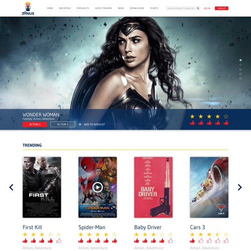 Homepage for a brand new movies rating website