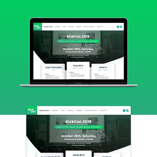 KickCon landing page