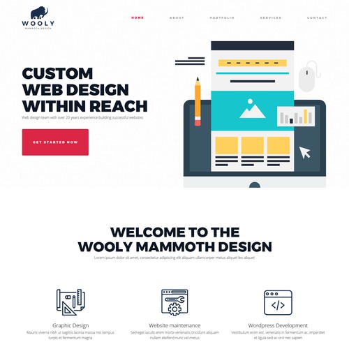 web design concept for Wooly Mammoth Design