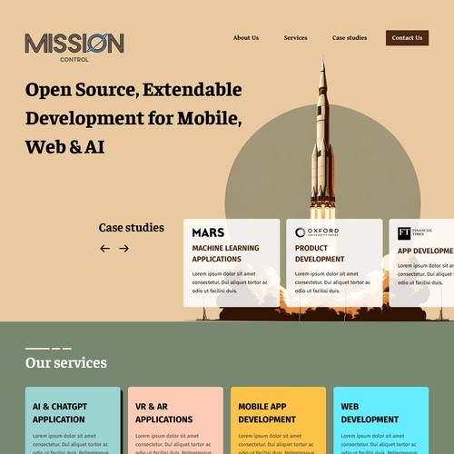 Mission control landing page
