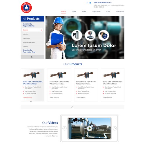 Updated website for a water flow measurement device company