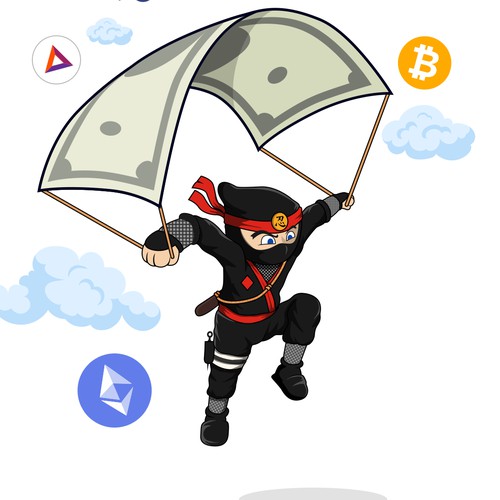 Bitcoin Ninja Character Logo Design