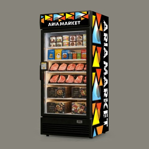 Vibrant Modern Commercial Fridge Wrap for Aria Market