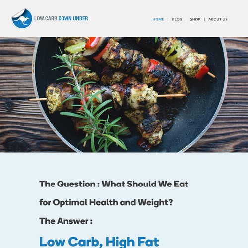 Landing homepage for diet conference