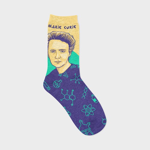 SOCKS FOR BOOKSTORES (NO KIDS STYLE) MARIE CURIE - CHAUSSETTE DE LA SCIENTIFIQUE MARIE CURIE