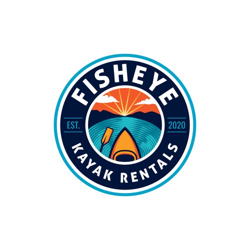 Emblem style logo for kayak rentals business